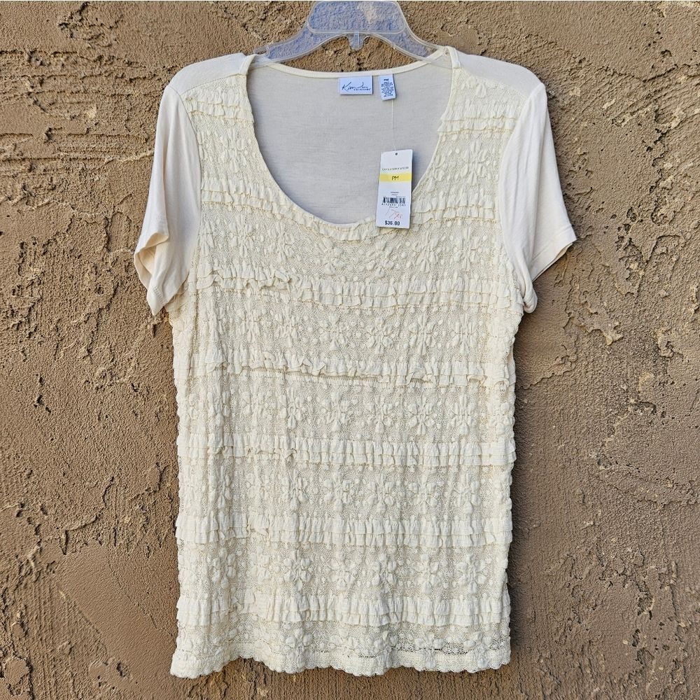 Kim Rogers Ivory Lace Short Sleeve Shirt